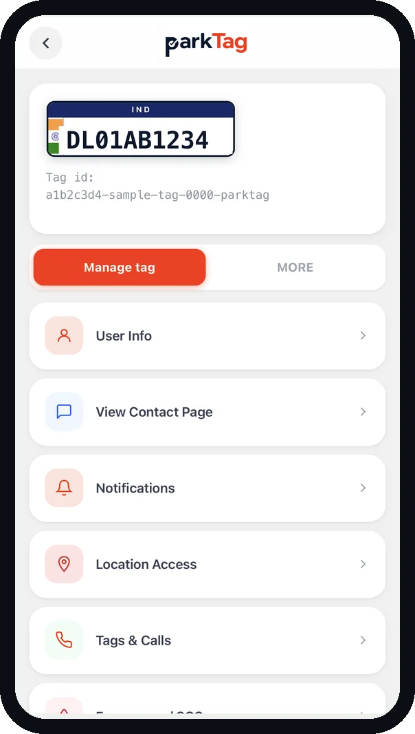 ParkTag app: Manage your tag