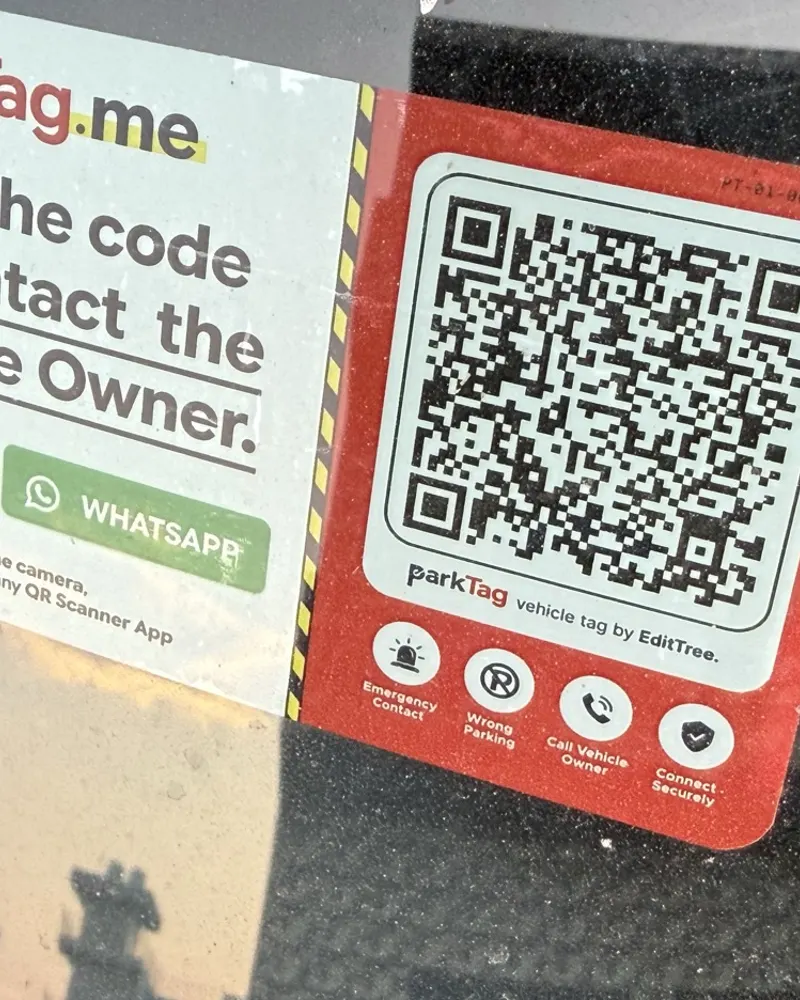 ParkTag stuck inside a car windscreen